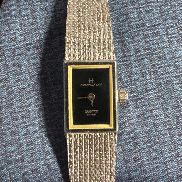 Vintage HAMILTON Rhodium Plated Swiss Quartz Dress Watch